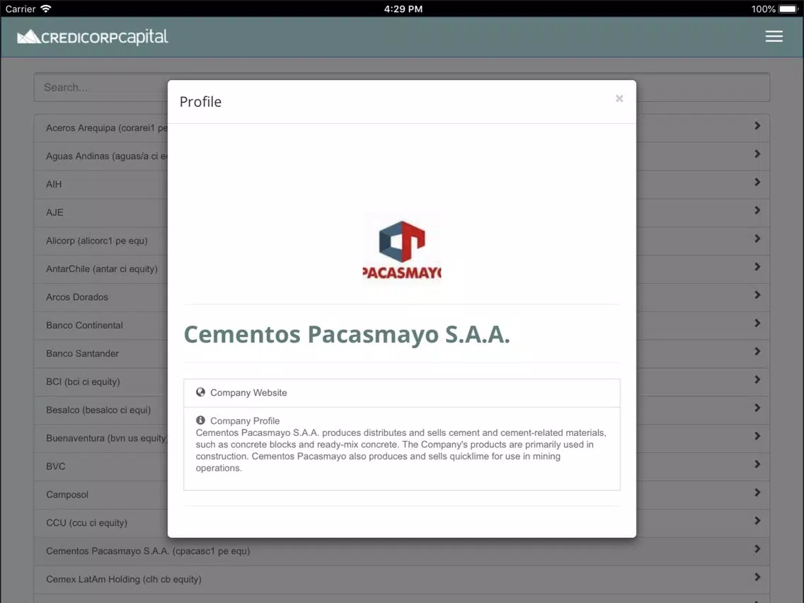 Credicorp XVI Andean iPad  Screenshots