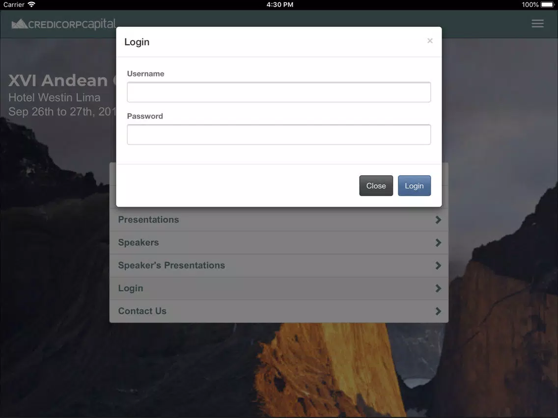 Credicorp XVI Andean iPad  Screenshots