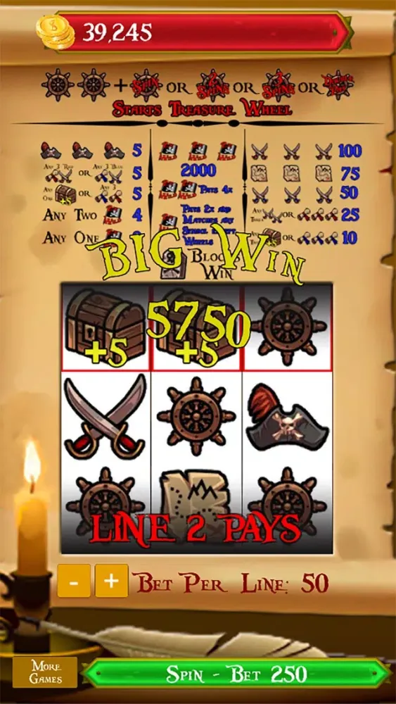 Captures d'écran de Pirate Wheel Slots