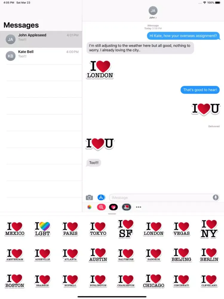 Capturas de tela do I Love Your City Stickers Pack iPad 