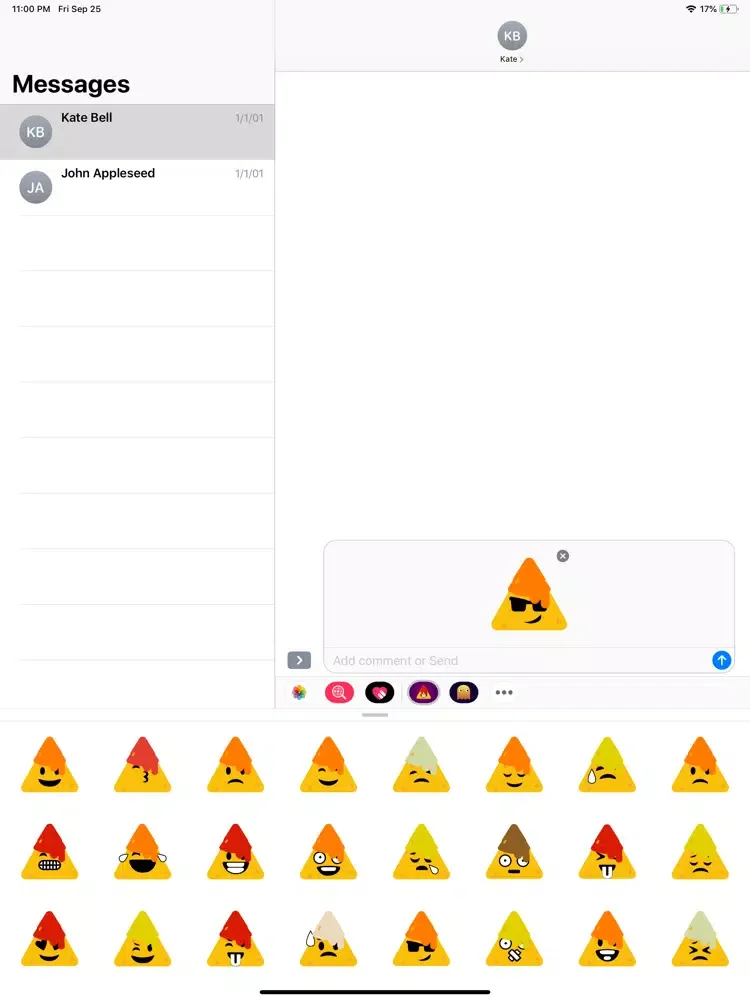 Tangkapan skrin Nacho Taco Stickers iPad 