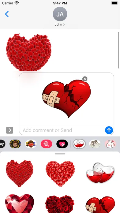 Capturas de tela do 3D Loving Heart Stickers Pack