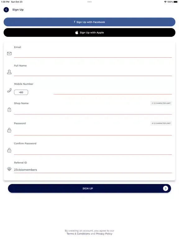 Ảnh chụp màn hình của 23cbio Members iPad 