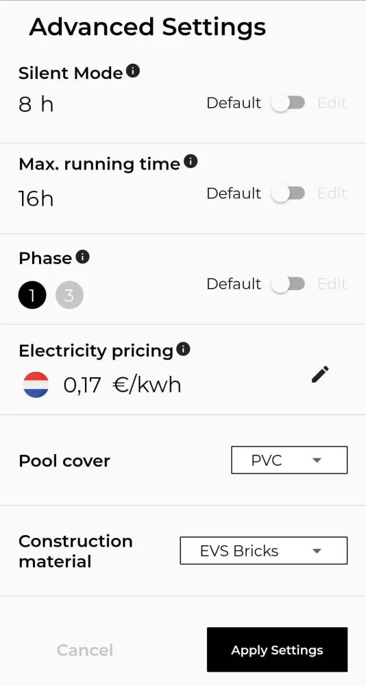 ภาพหน้าจอของ Norsup Heat Pump Configurator
