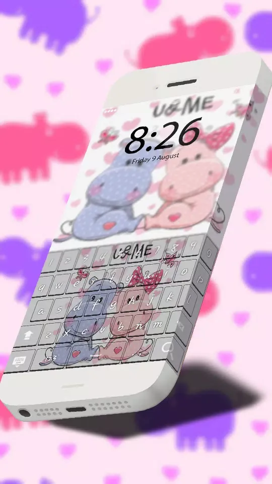 Tangkapan skrin Cute Hippo Keyboard Theme