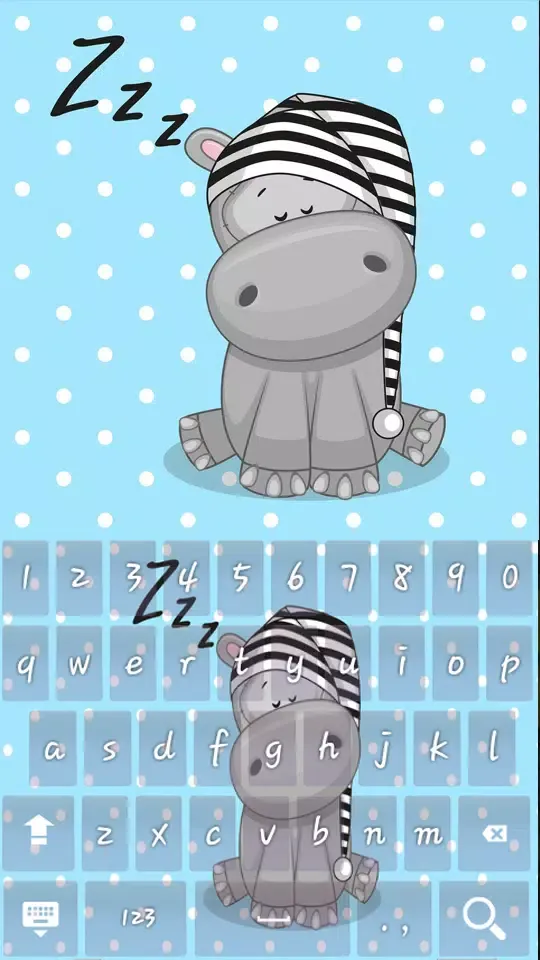 Tangkapan skrin Cute Hippo Keyboard Theme