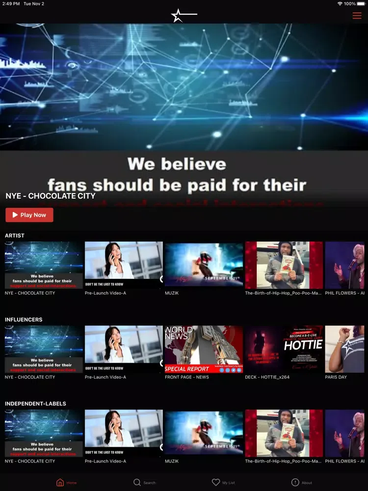 Ảnh chụp màn hình của Black Entertainment Live iPad 