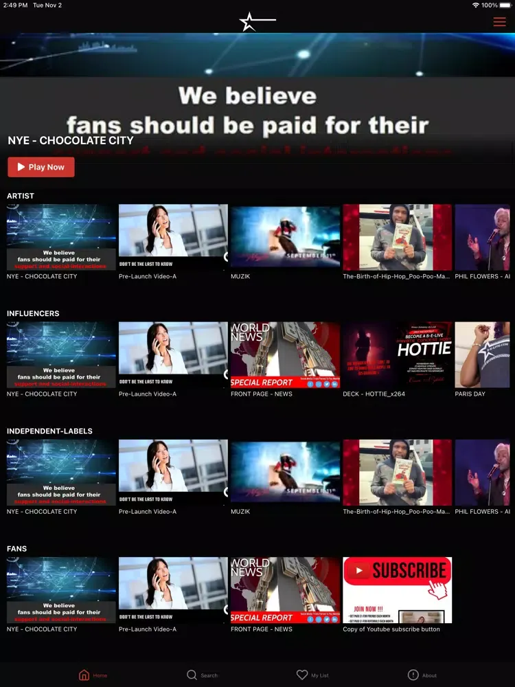 Ảnh chụp màn hình của Black Entertainment Live iPad 