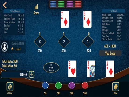 Screenshot di Let it Ride Poker Casino iPad 