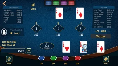 Screenshot di Let it Ride Poker Casino