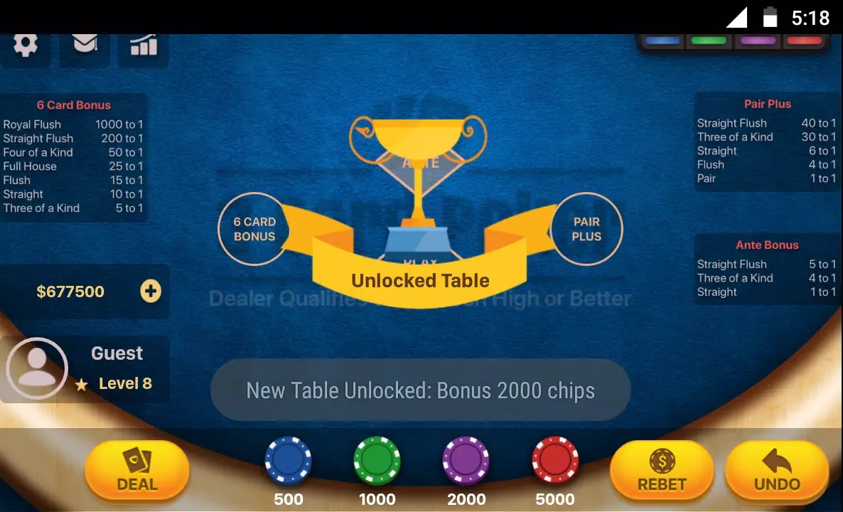 Captures d'écran de Three Card Poker