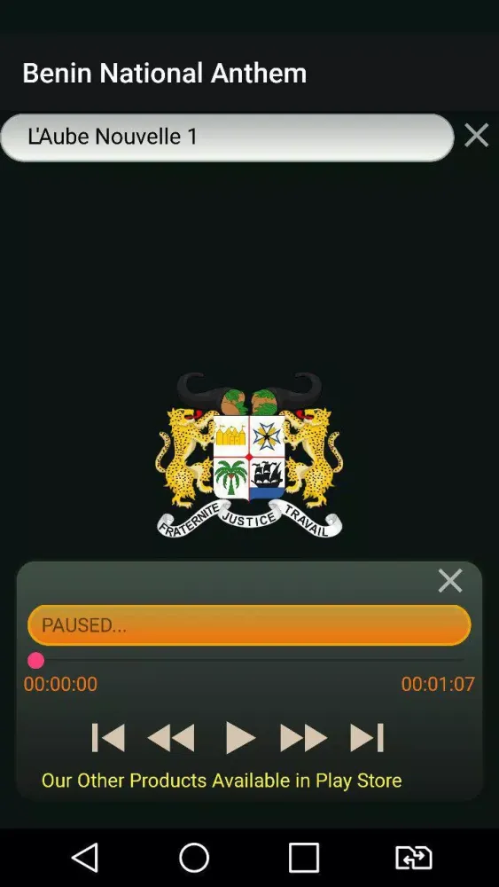Captures d'écran de Benin National Anthem