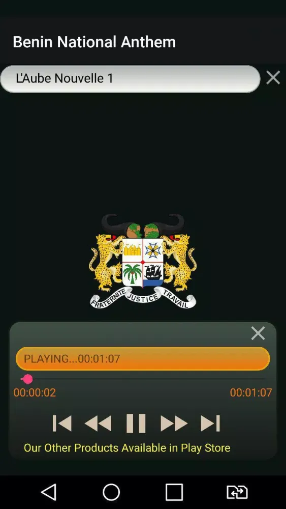 Captures d'écran de Benin National Anthem