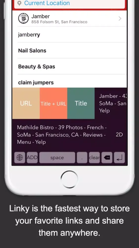 Tangkapan skrin Linky Keyboard - Store and share your favorite links