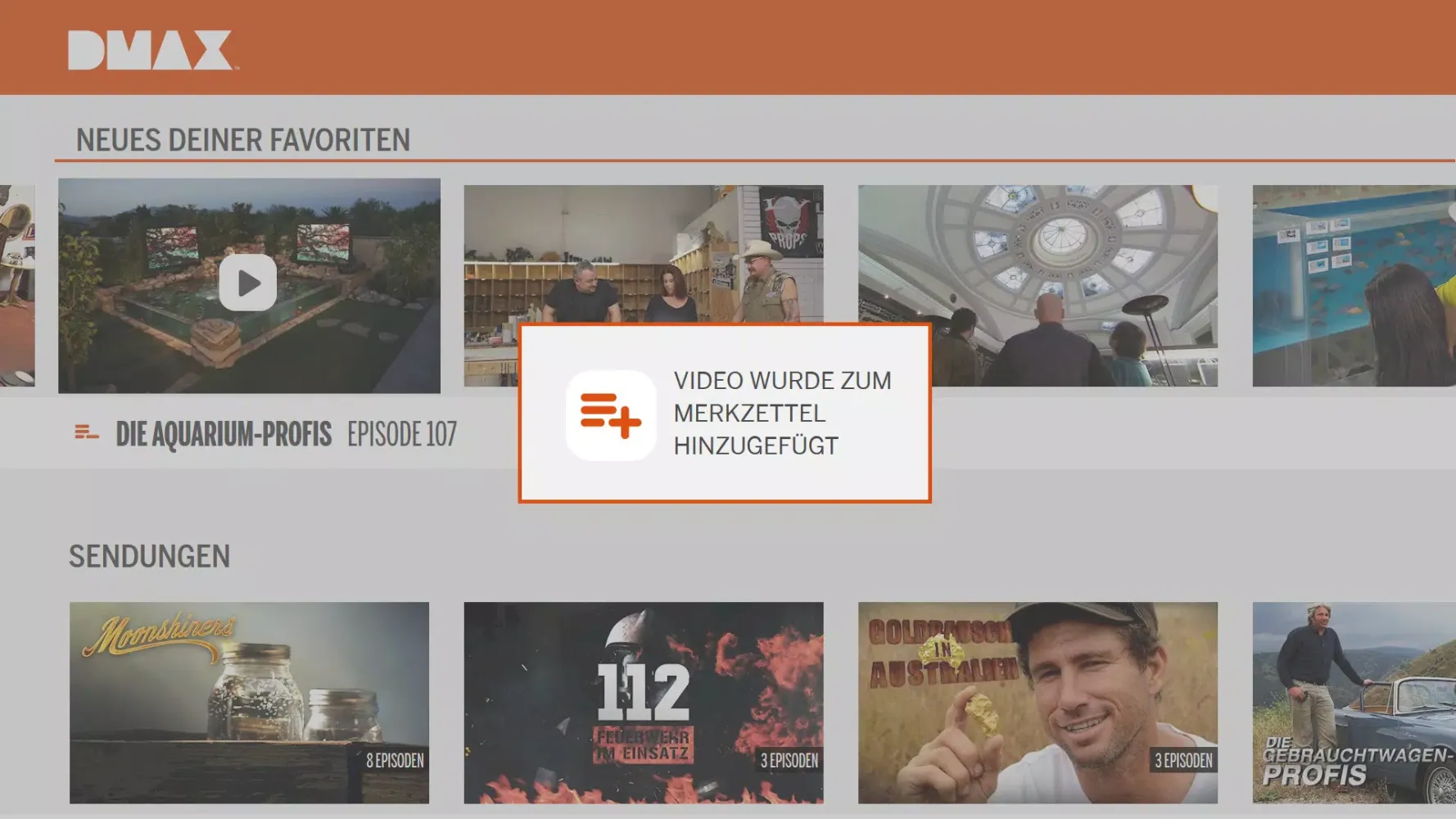 Capturas de tela do DMAX für Android TV