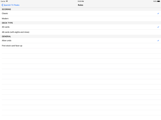 Ảnh chụp màn hình của iSpa Tri Peaks iPad 