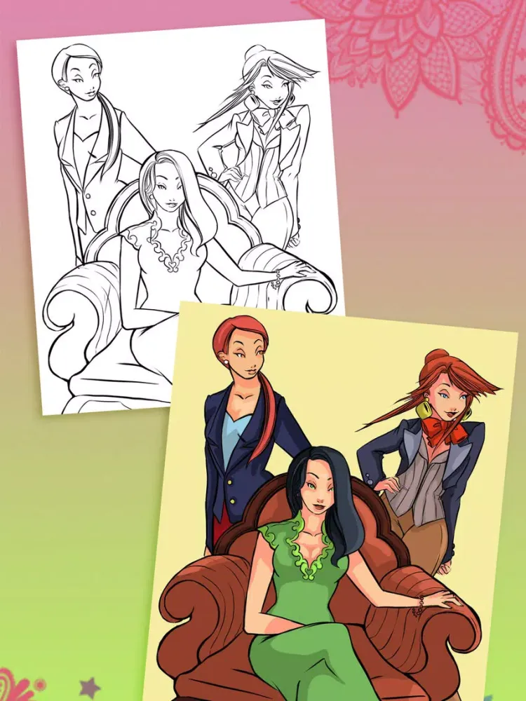 Paint top models magical coloring pages – Pro iPad  स्क्रीनशॉट