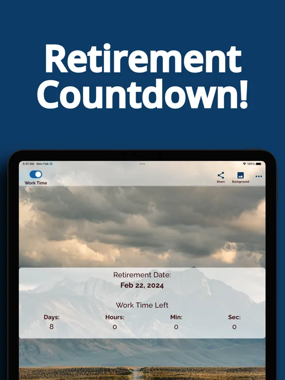 Capturas de tela do Workday Retirement Countdown iPad 