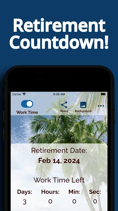 Capturas de tela do Workday Retirement Countdown