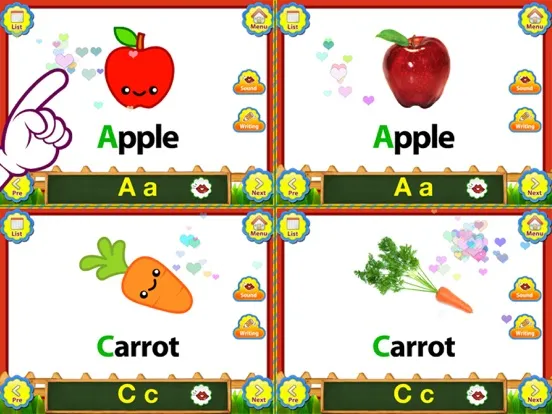 ABC Fruits & Vegetables English Flashcards iPad  Screenshots