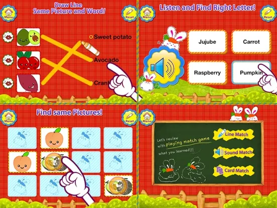 ABC Fruits & Vegetables English Flashcards iPad  Screenshots
