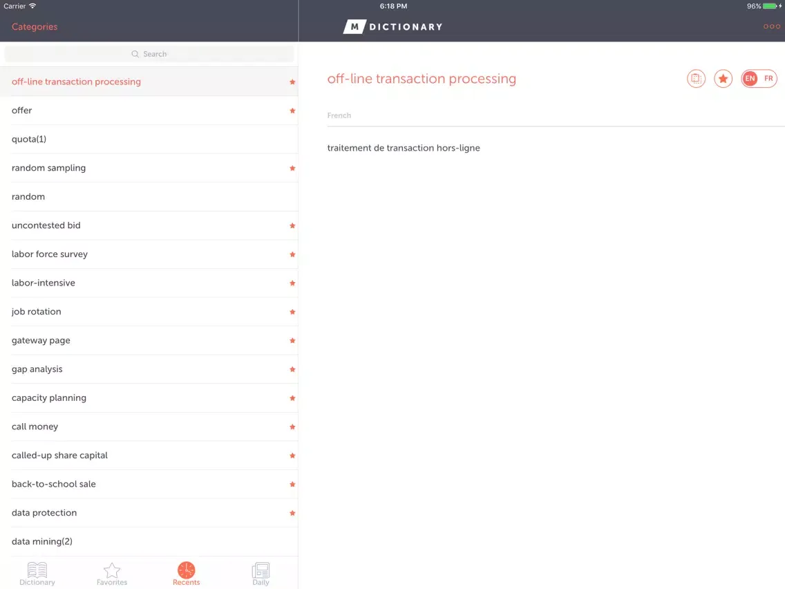 MDictionary Business Eng - Fre iPad  Screenshots