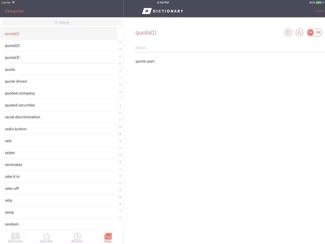 MDictionary Business Eng - Fre iPad  Screenshots