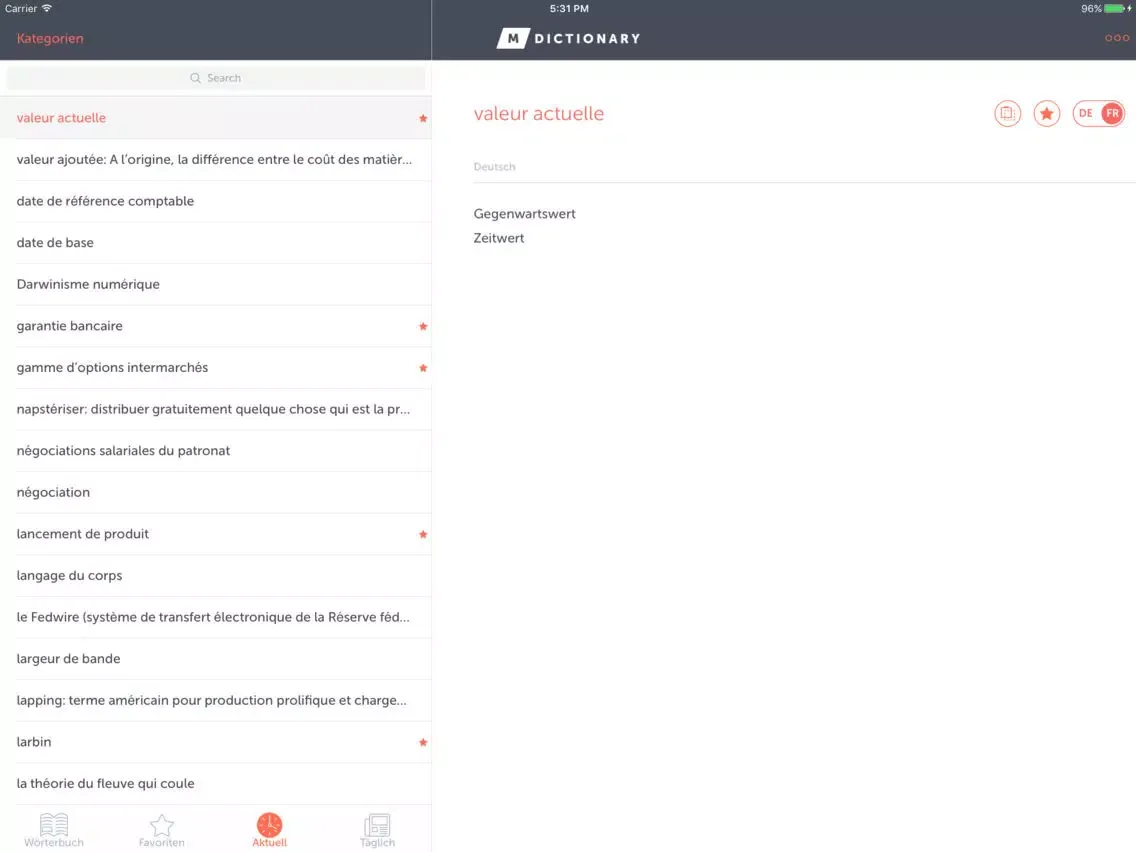 MDictionary Wirtschaft (DE-FR) iPad  Screenshots