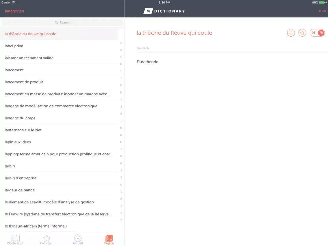 MDictionary Wirtschaft (DE-FR) iPad  Screenshots