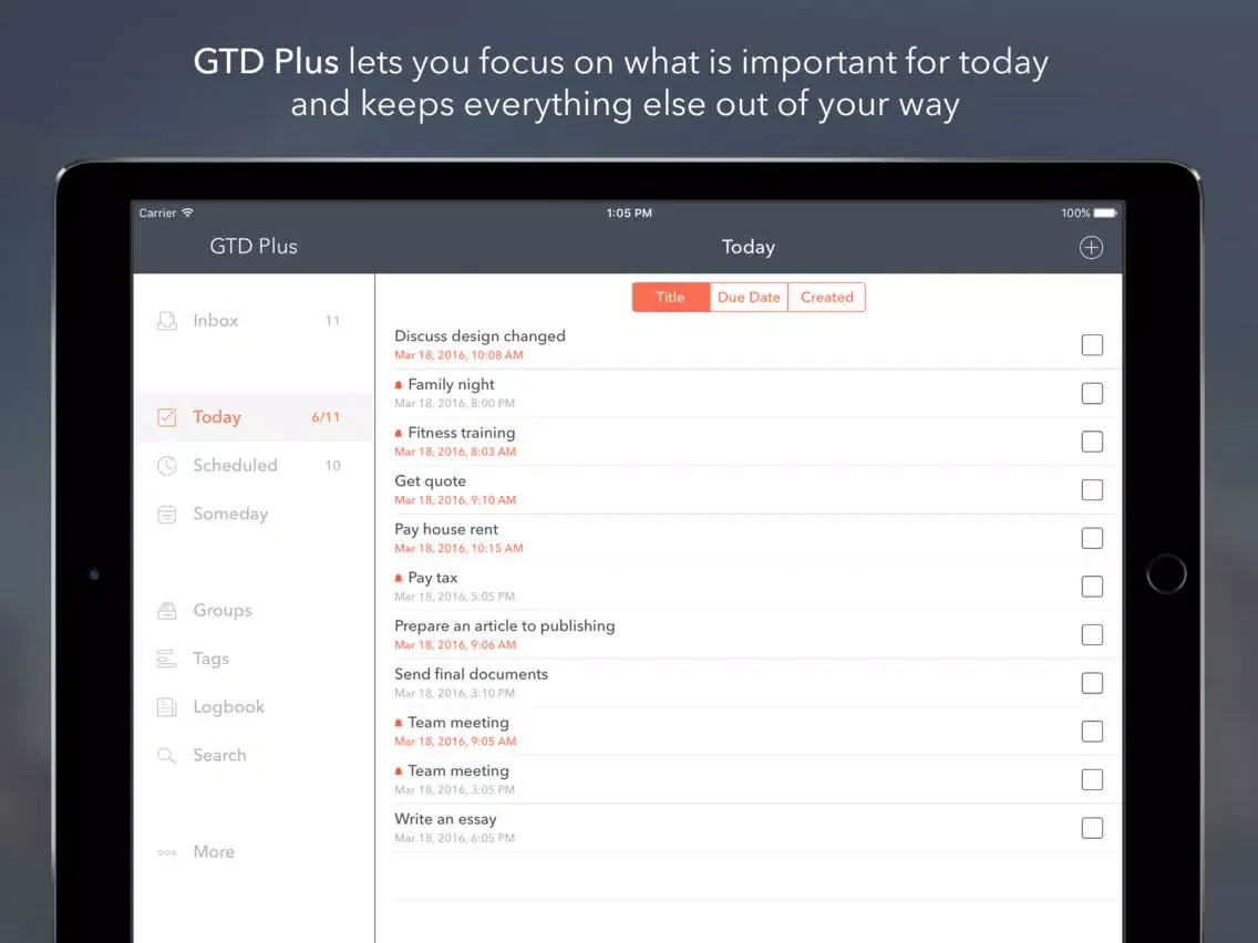 GTD Plus – to do and task list iPad  Ekran Görüntüleri