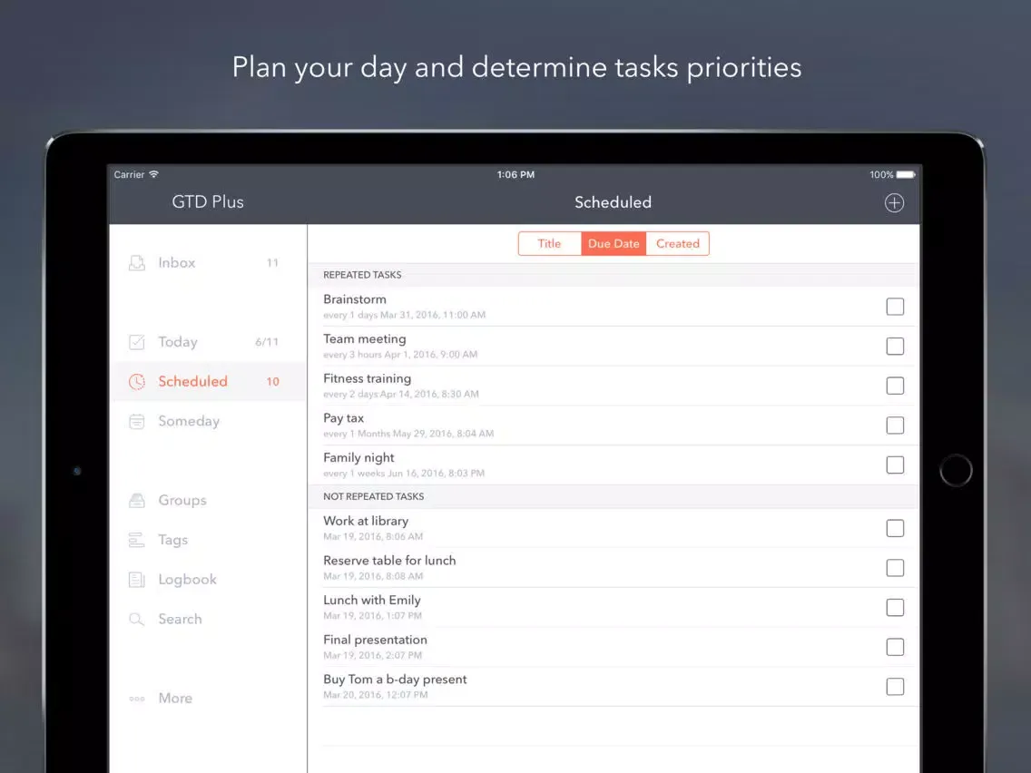 GTD Plus – to do and task list iPad  Ekran Görüntüleri