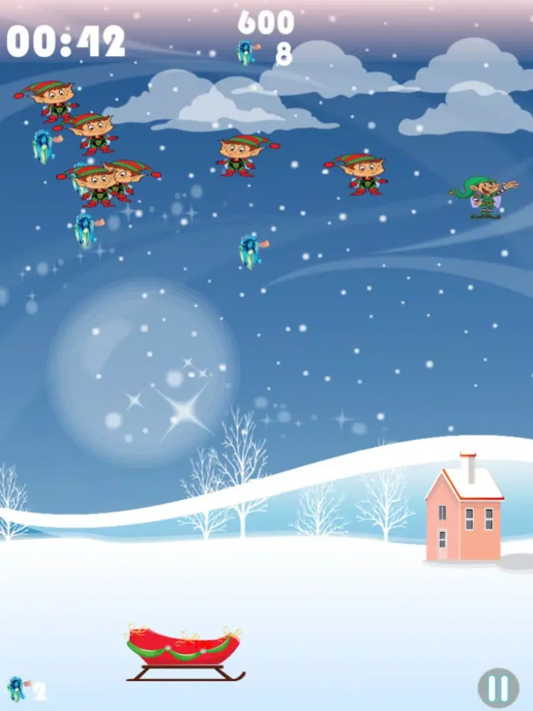 A Naughty Christmas Elf - Use Santa's Sled to Catch Falling Presents Free iPad 应用截图