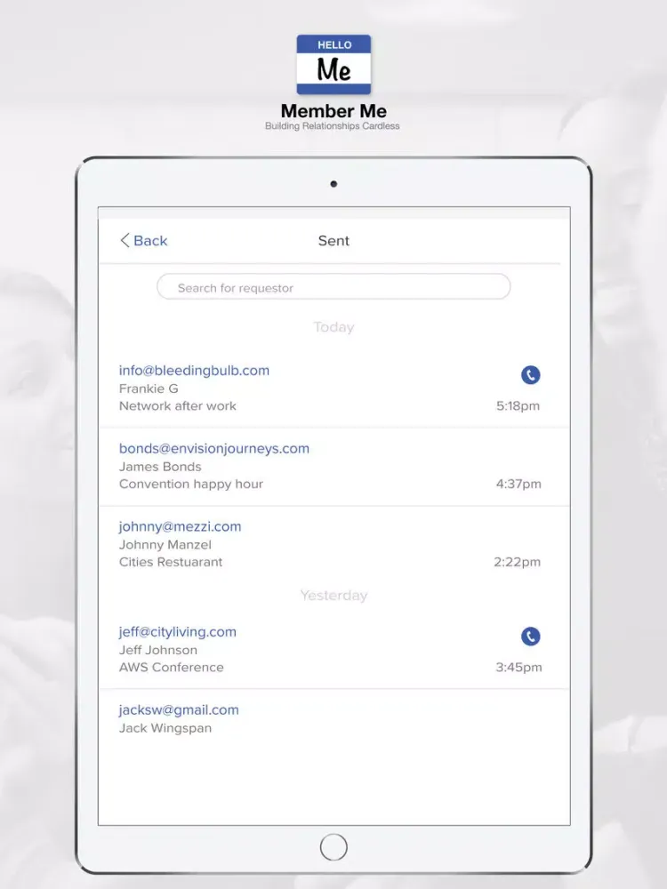 Member Me Networking Cardless iPad  سکرین شاٹس