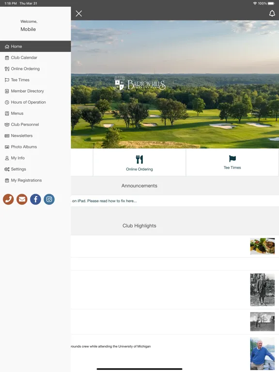 Ảnh chụp màn hình của Barton Hills Country Club iPad 