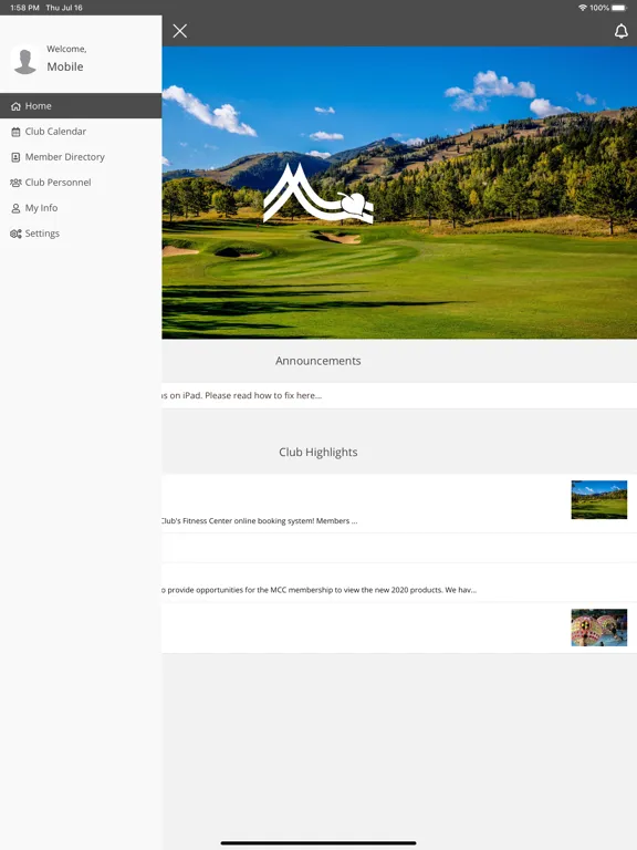 Ảnh chụp màn hình của Maroon Creek Club iPad 