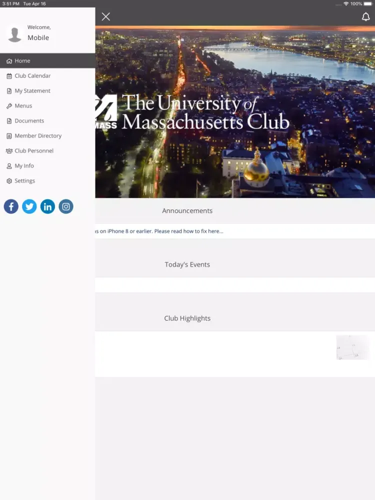 The UMass Club iPad  স্ক্রিনশট