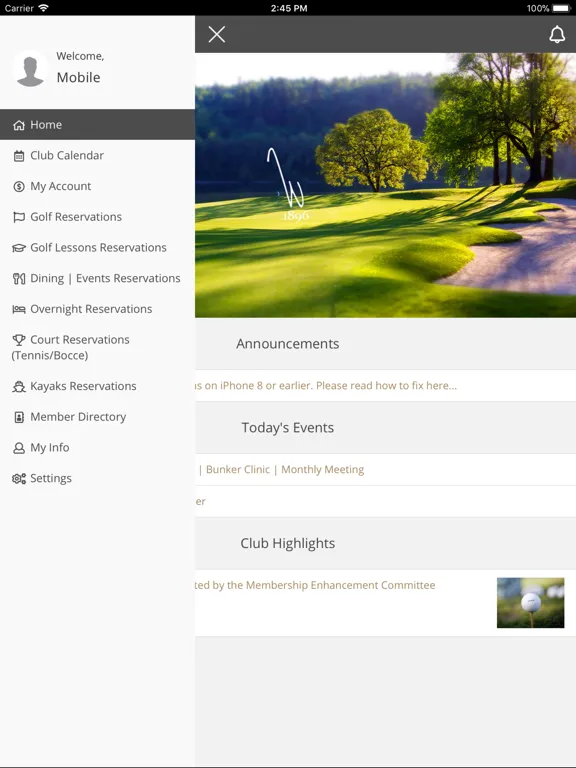 Tangkapan skrin Waverley Country Club iPad 