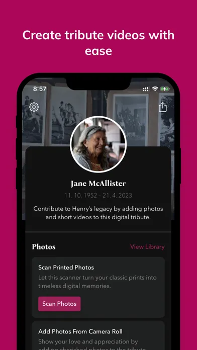 Capturas de pantalla de Tribute Maker by MemoryShare