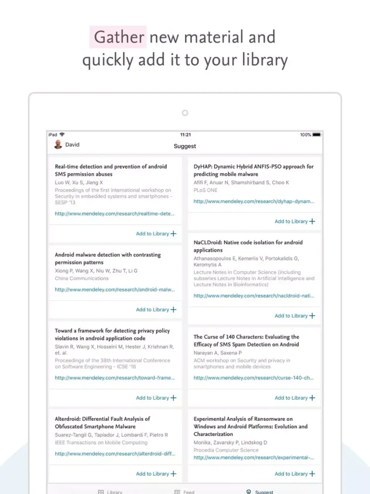 Captures d'écran de Mendeley Reference Manager iPad 