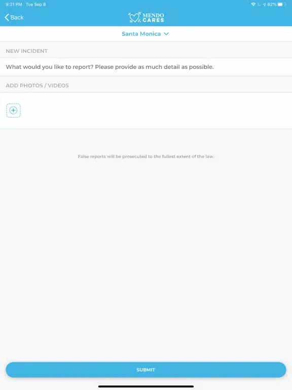 ภาพหน้าจอของ Mendo Cares iPad 