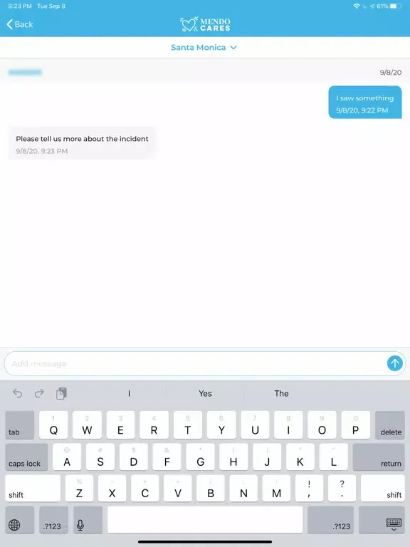 ภาพหน้าจอของ Mendo Cares iPad 