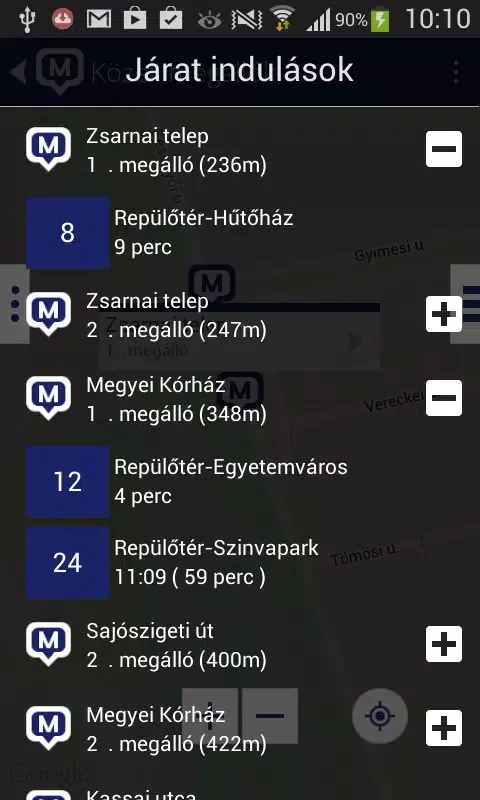 transIT menetrend: MVK Zrt. Screenshots