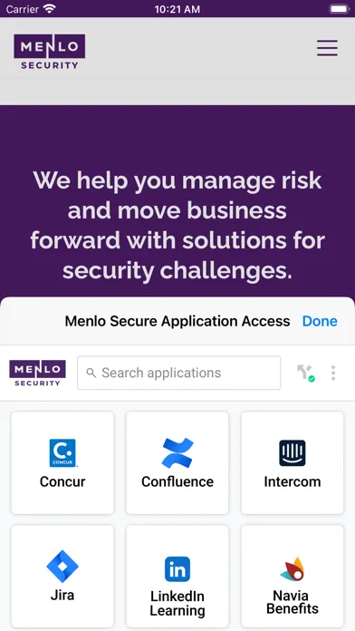 Zrzuty ekranu Menlo Security SAA Extension