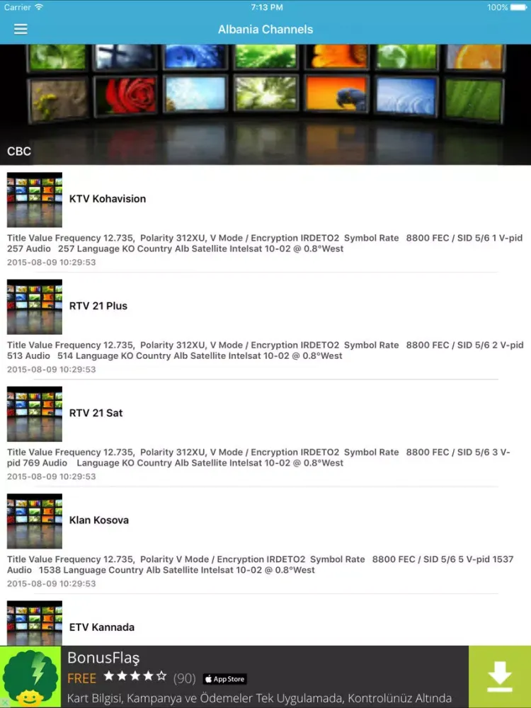 Captures d'écran de Albania TV Channels Sat Info iPad 