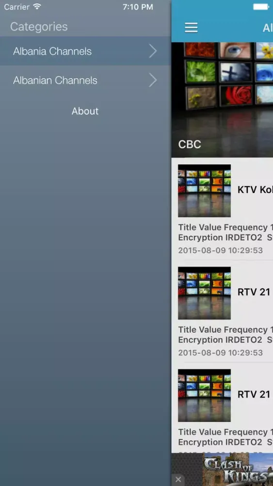 Captures d'écran de Albania TV Channels Sat Info