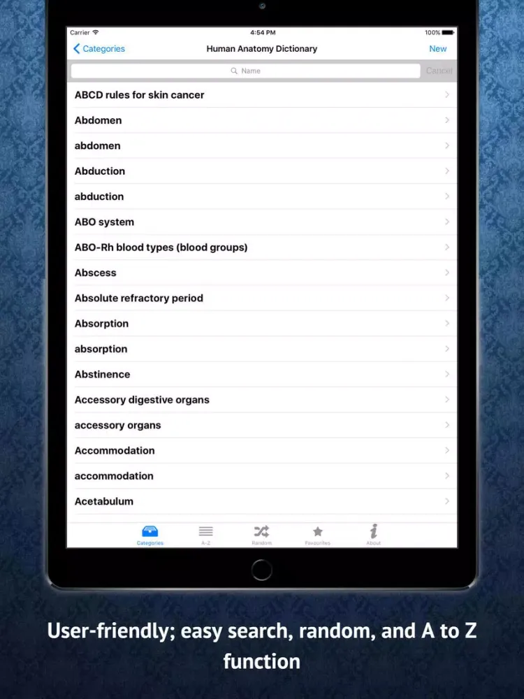 ภาพหน้าจอของ Human Anatomy Dictionary iPad 