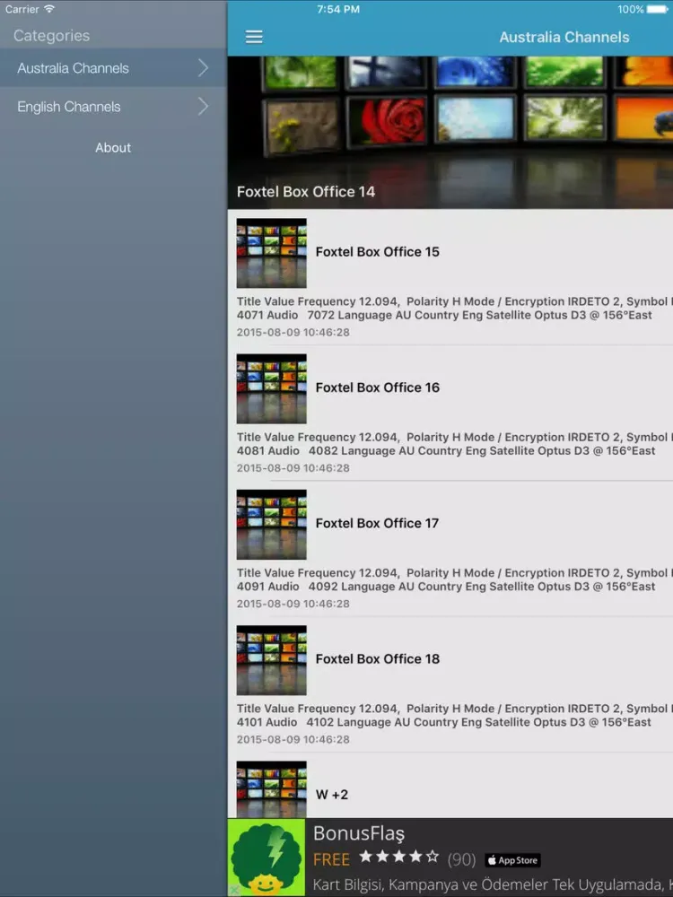 Capturas de tela do Australia TV Channels Sat Info iPad 