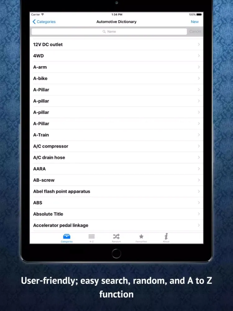 Capturas de tela do Automotive Dictionary iPad 