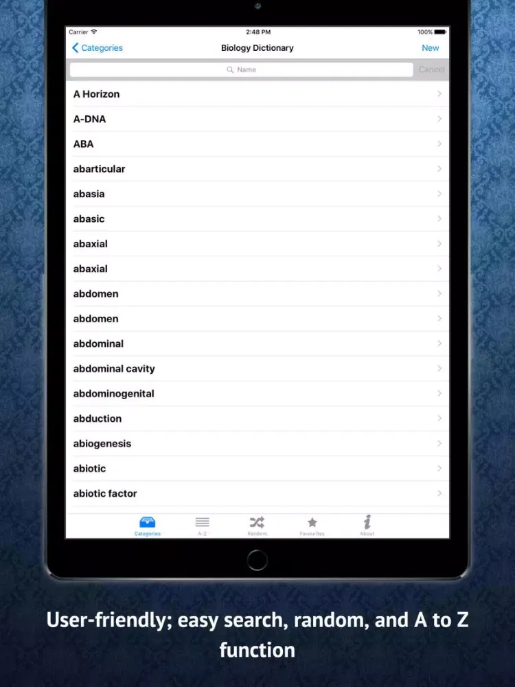 Tangkapan layar Biology Terms Dictionary iPad 