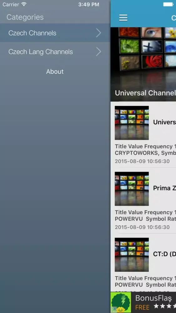 Czech TV Channels Sat Info स्क्रीनशॉट